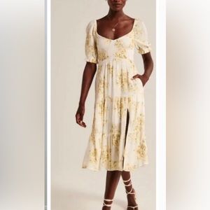 Abercrombie & Fitch Short Sleeve Smocked Midi Dress